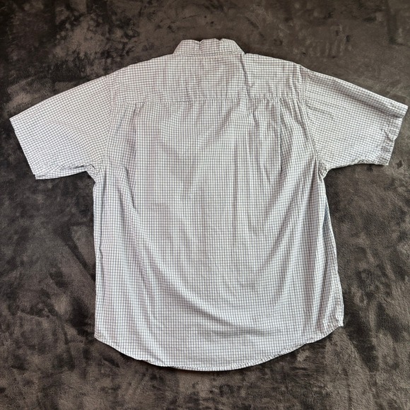 Mens Wrangler Hero Short Sleeve Button Down Shirt Blue White Plaid Large - Picture 2 of 7